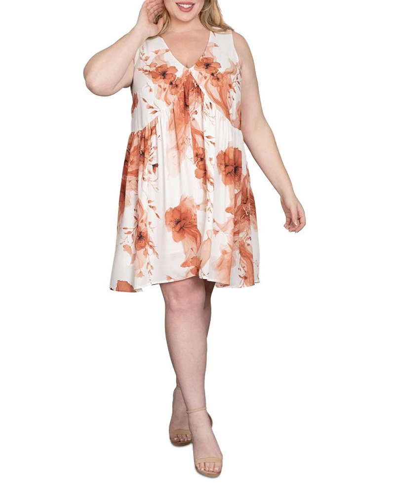 Floral Print Tulip Hem Mini Shift Dress