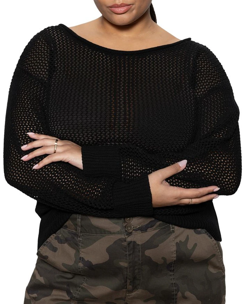 Plus Open Knit Sweater
