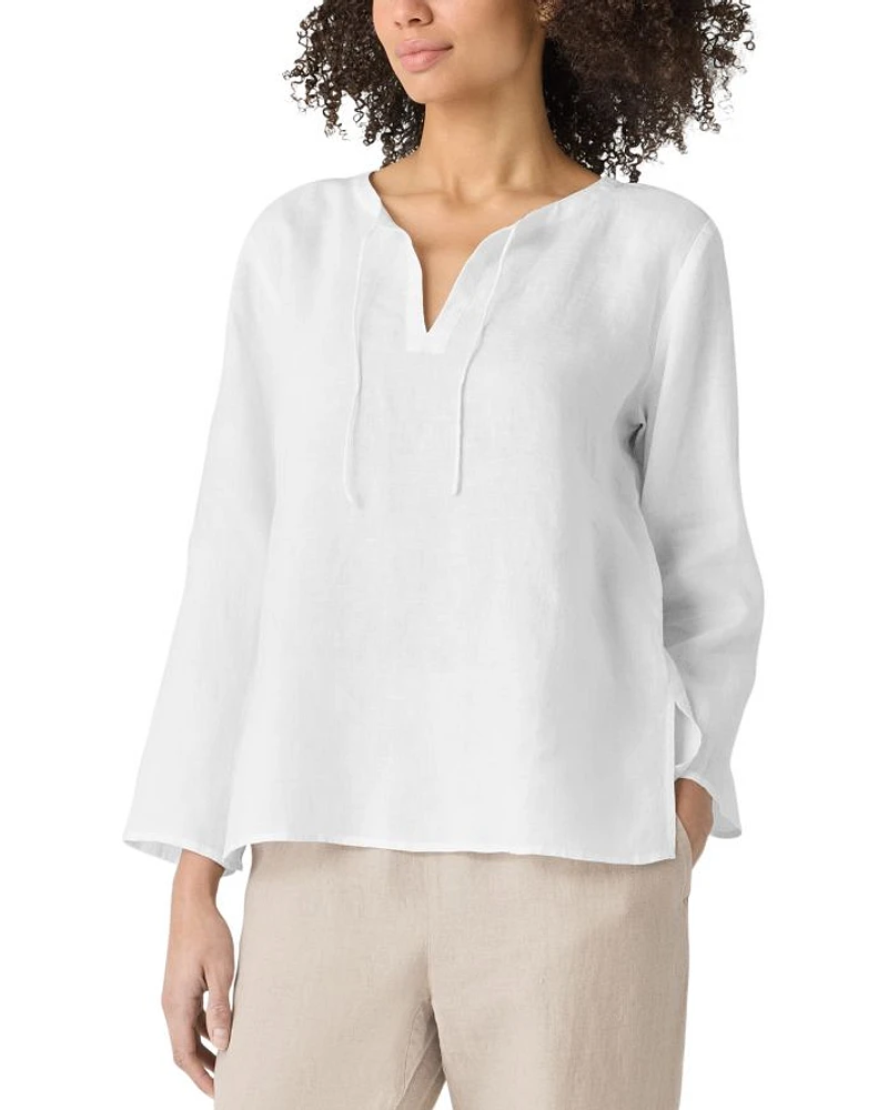 Linen Round Neck Top