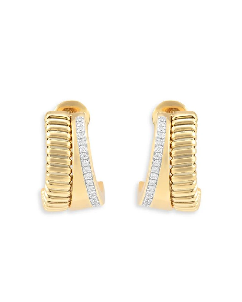 18K Yellow Gold Via Mercanti Diamond Hoop Earrings