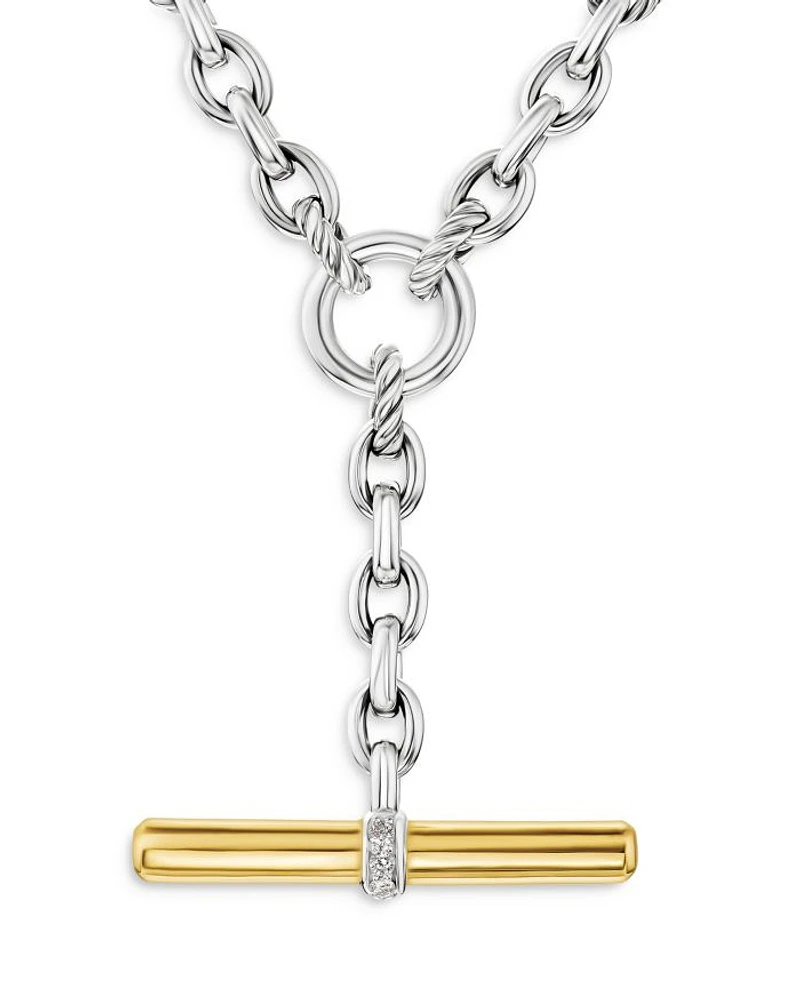 Mercer Petite Toggle Chain Necklace Sterling Silver and 18K Yellow Gold with Diamonds, 4.5mm