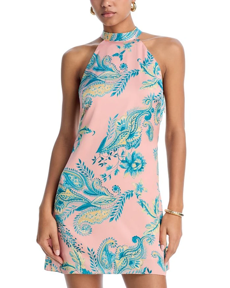 Printed Halter Mini Dress