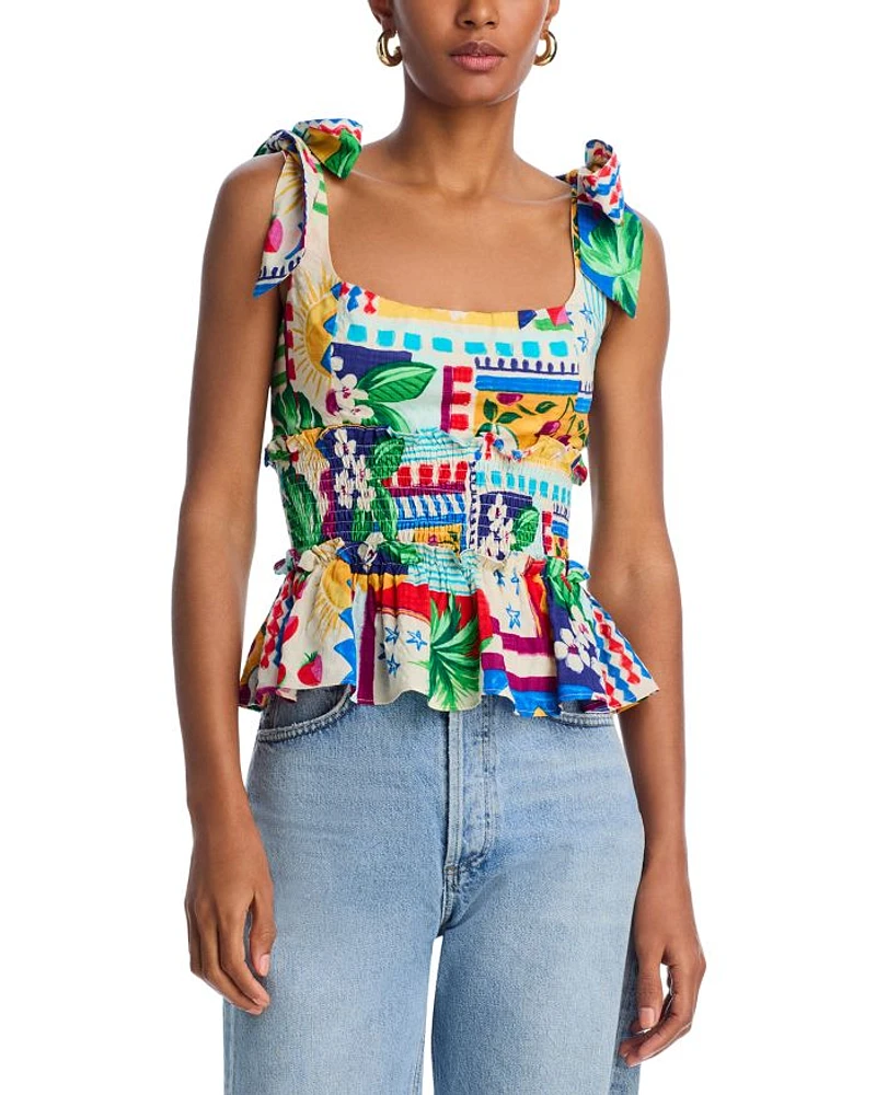 Cherry Smocked Tie Tank Top - Exclusive