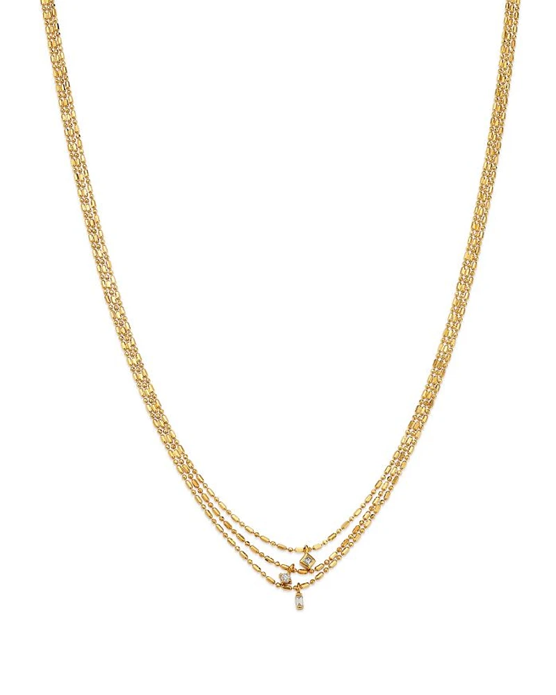 14K Yellow Gold Paris Diamond Mixed Cut Layered Pendant Necklace, 16-18"