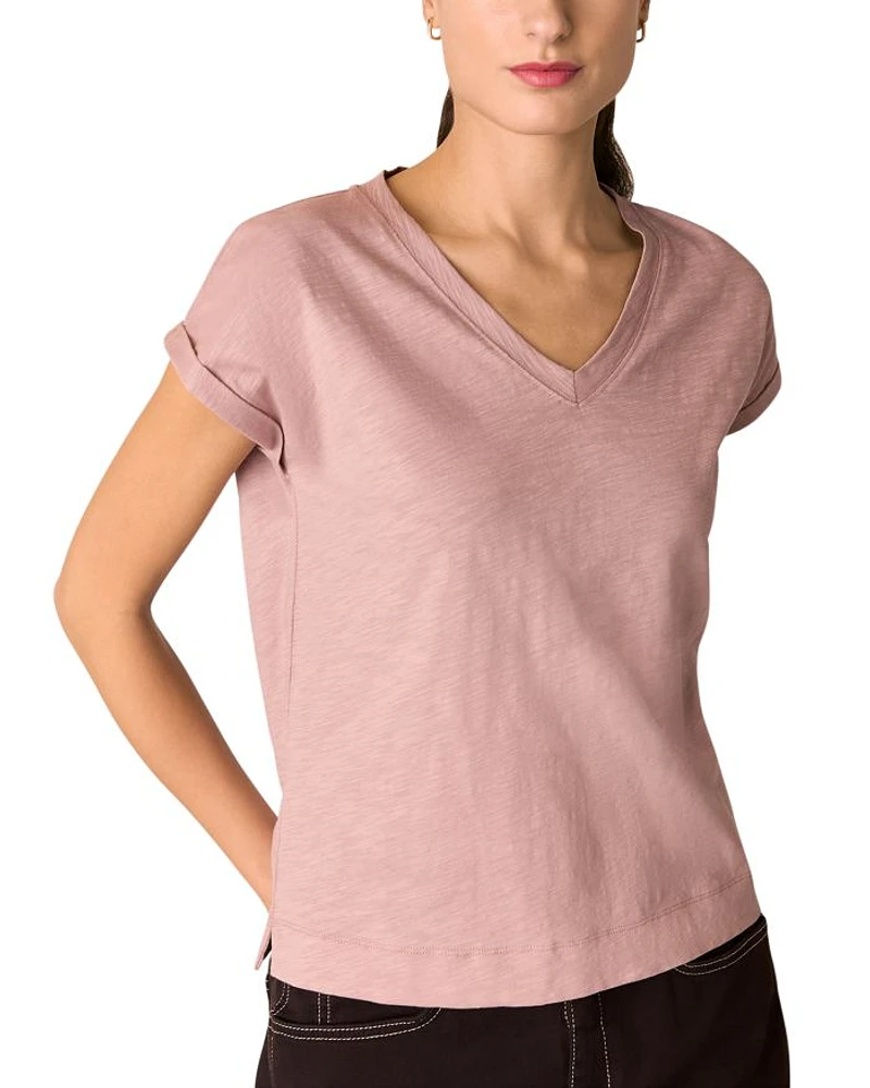 Willa V Neck Cap Sleeve Tee