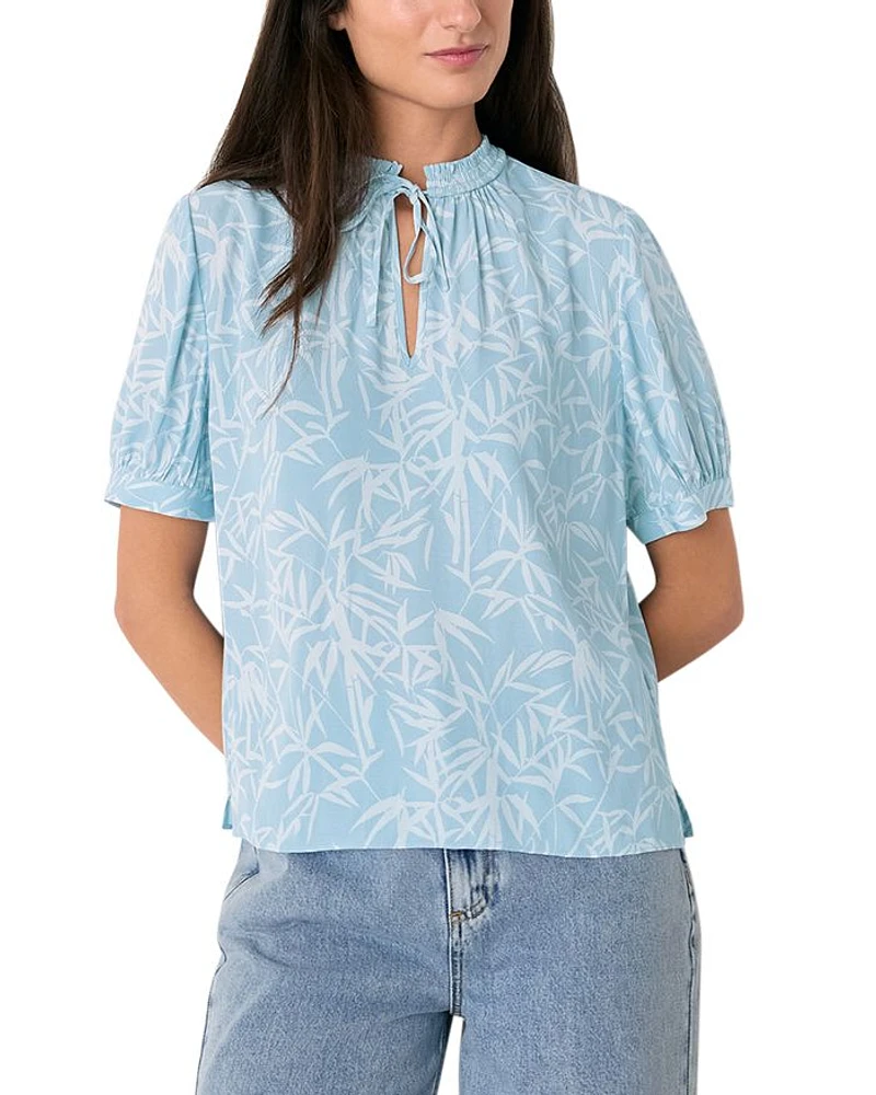 Leaves Tie Neck Blouse