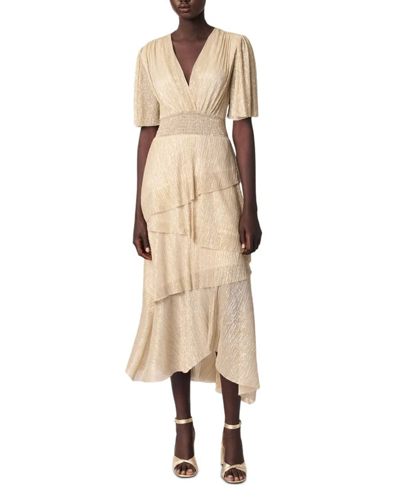 Metallic Ruffled Dress
