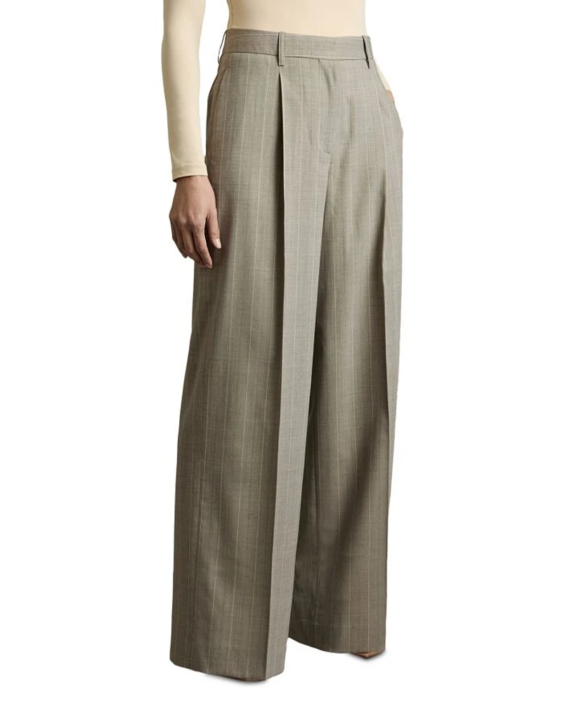 Tallulah Wide Leg Pinstripe Trousers