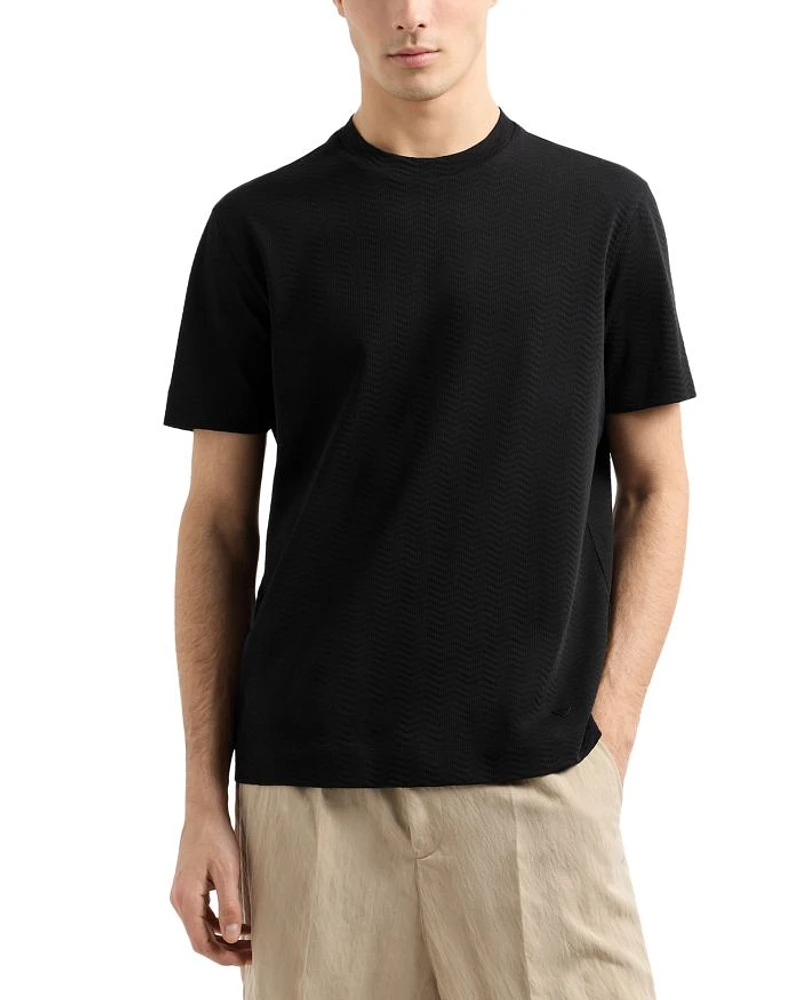 Textured Cotton Allover Jacquard Tee