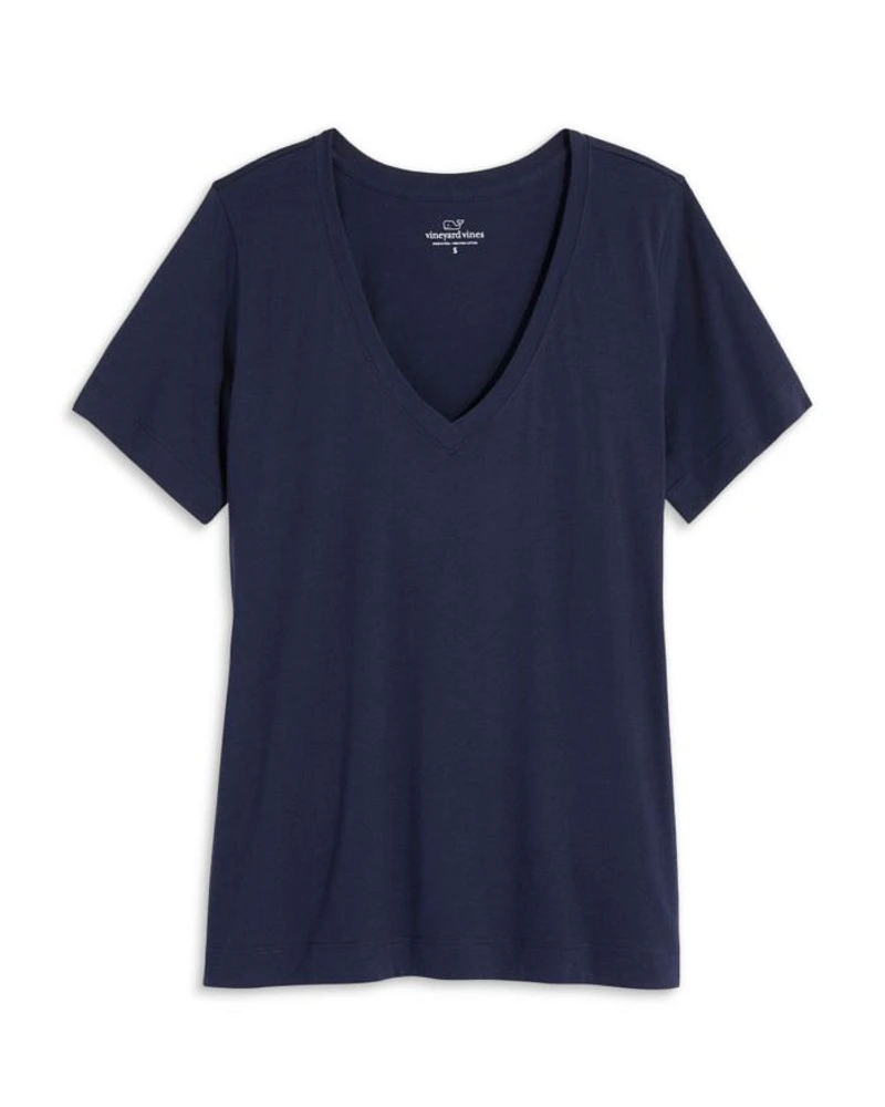 Striped V Neck Cotton Tee