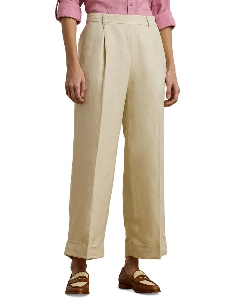 Linen Blend Twill Wide Leg Pant