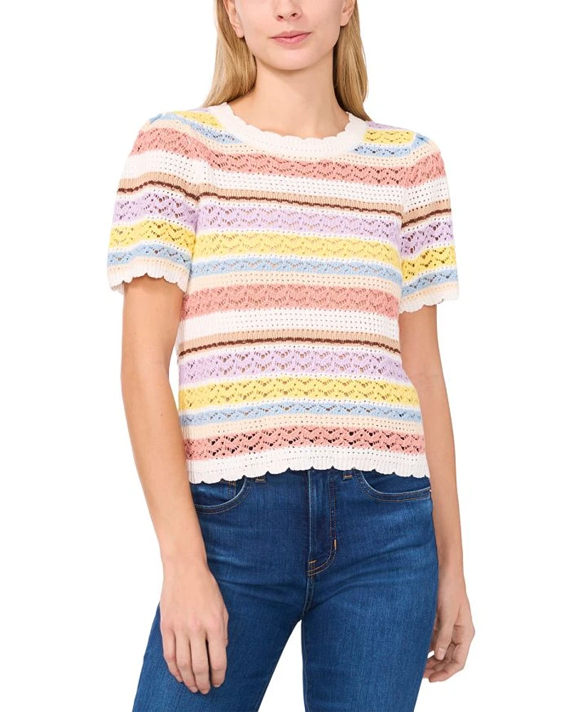 Pointelle Stripe Top