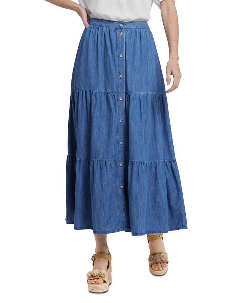 Everly Tiered Denim Maxi Skirt