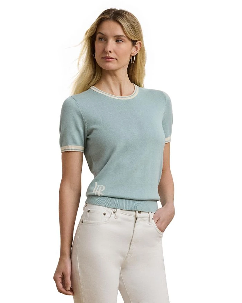 Two Tone Short Sleeve Sweater