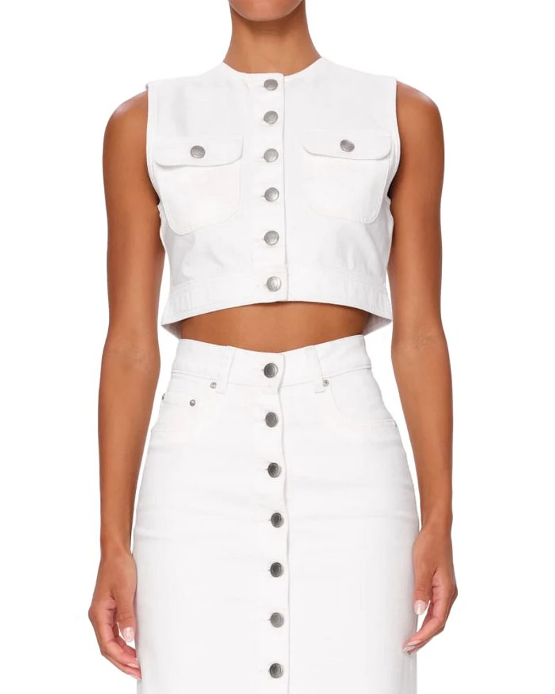 Cropped Denim Vest