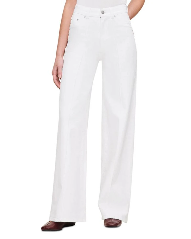 Hepburn High Rise Wide Leg Jeans White Pintuck