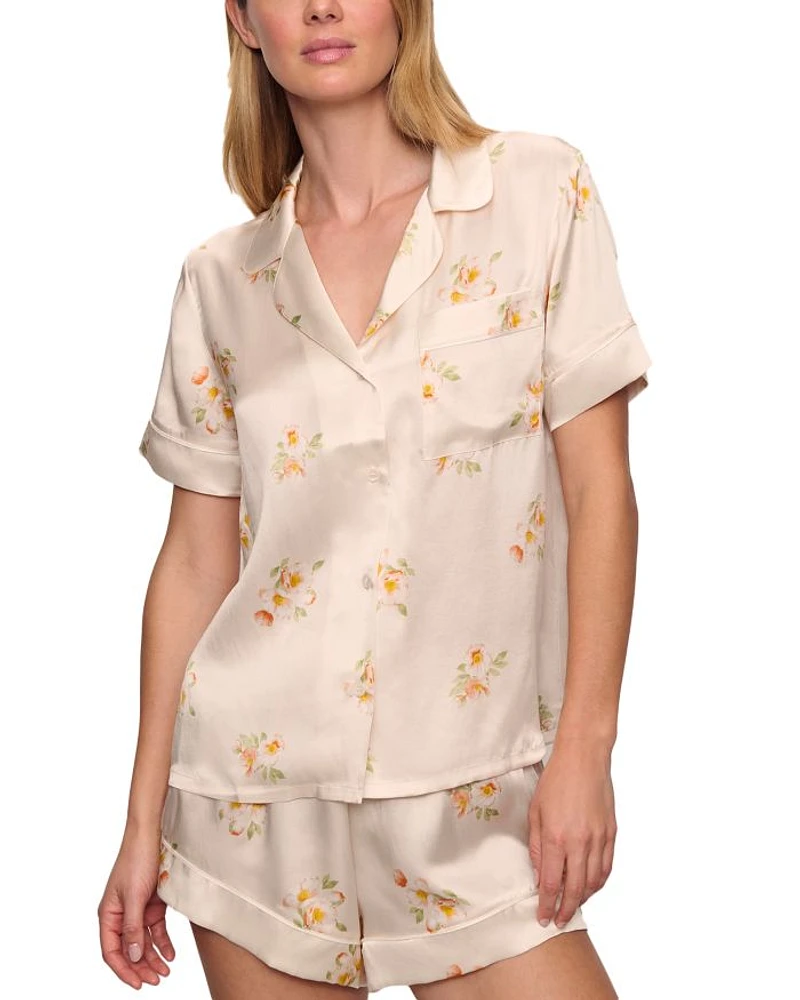 Inez Printed Washable Silk Short Pajama Set