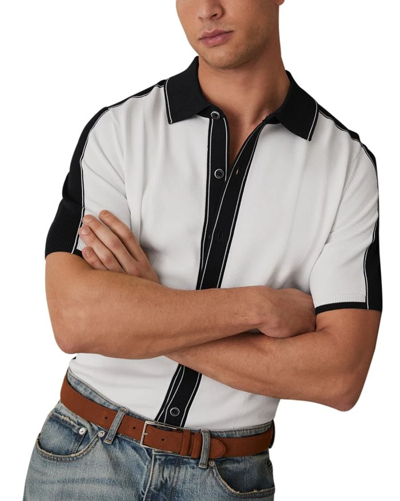 Dunwich Button Through Color Block Tipped Shirt