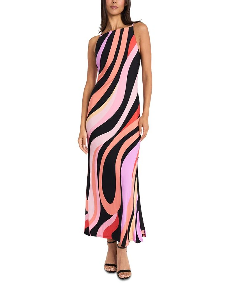 Printed Straight Neck Maxi Dress