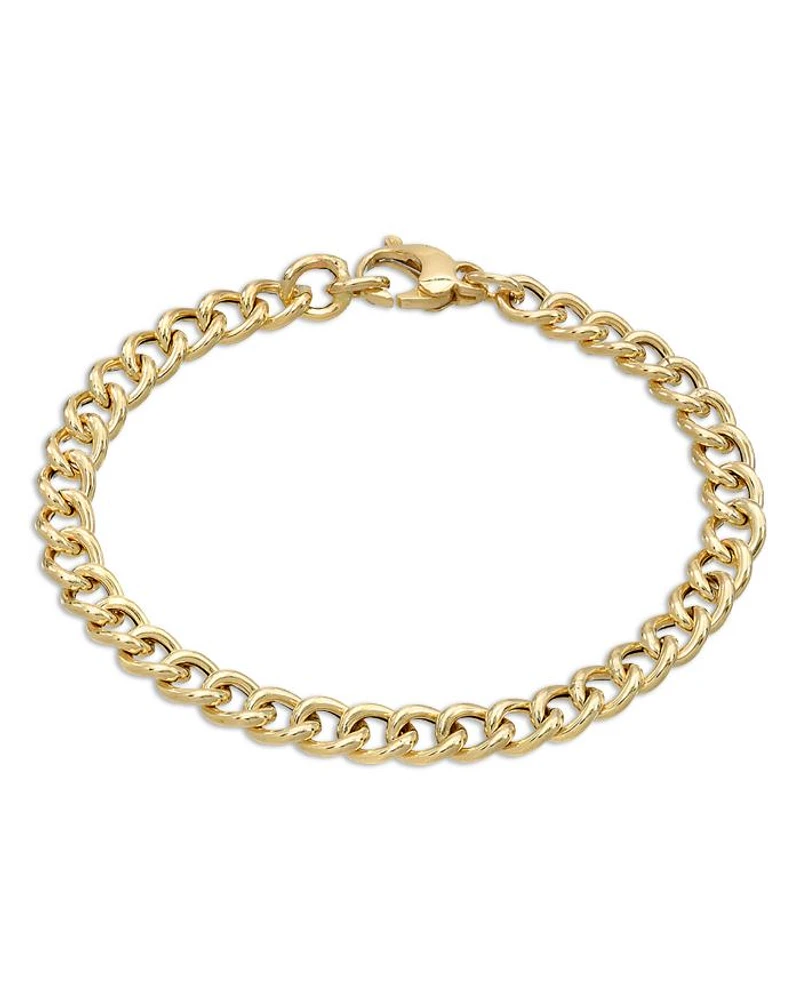 14K Yellow Gold Large Curb Link Chain Bracelet