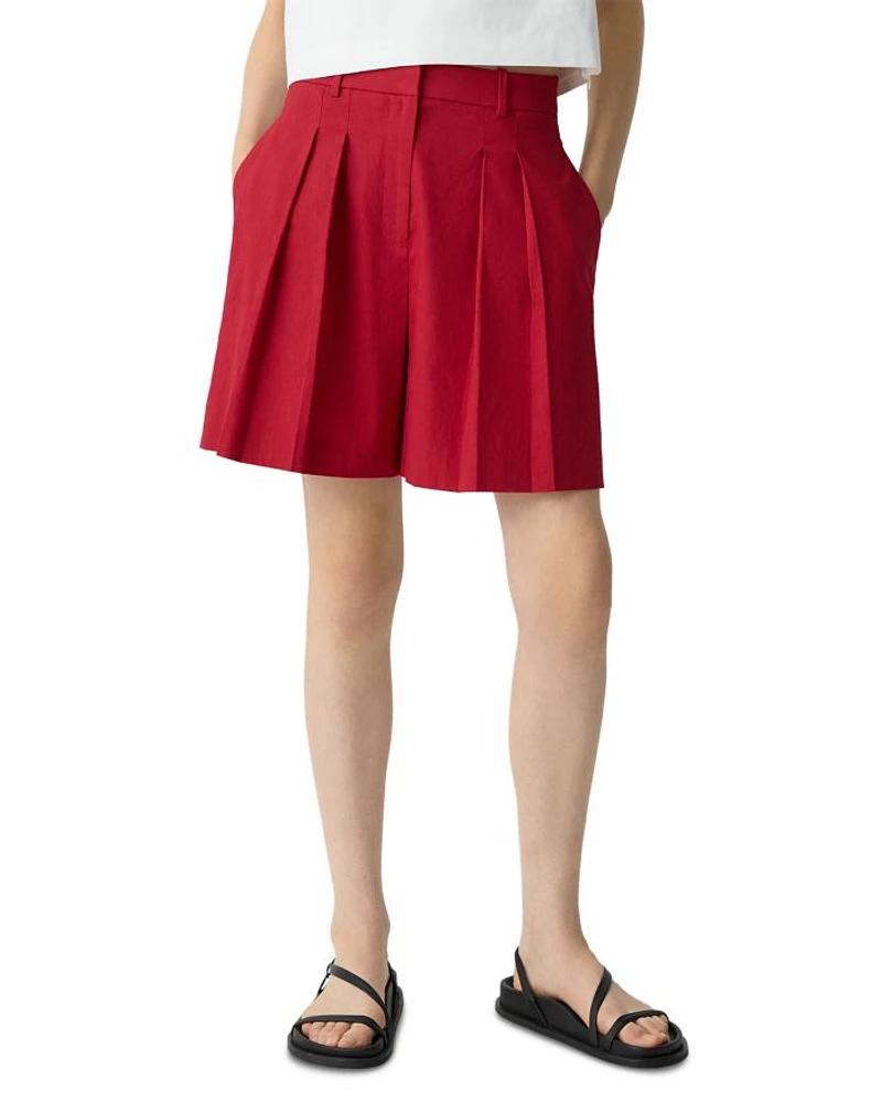 Pleated Linen Shorts