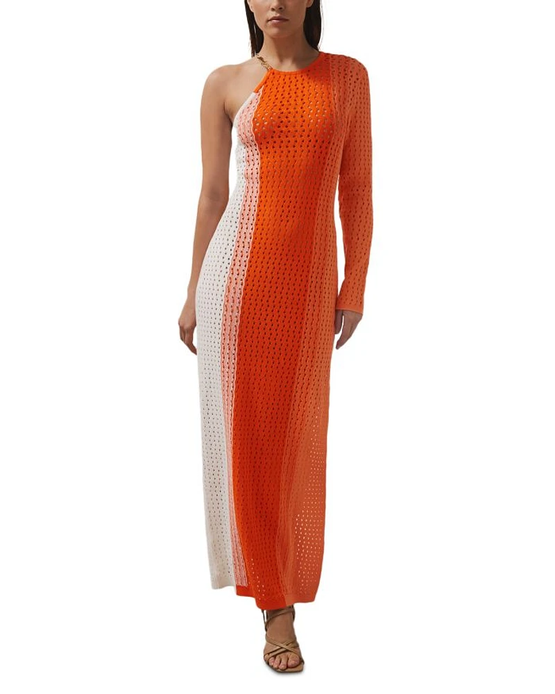 Rena One Sleeve Knitted Stripe Dress