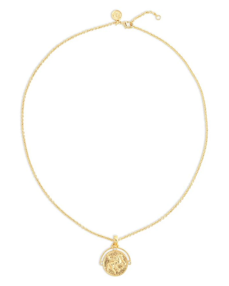 Pavé Pegasus Coin Pendant Necklace, 16"-17"
