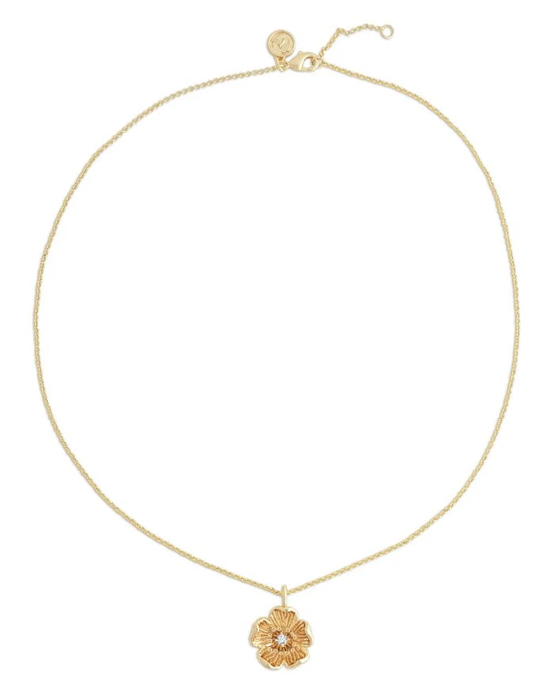 Wildflowers Pavé Flower Pendant Necklace, 16"-17"