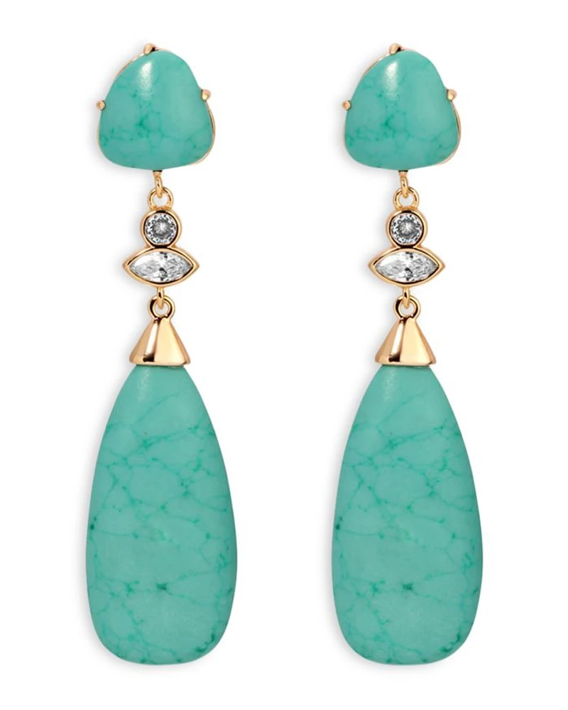 Turquoise Solstice Turquoise & Cubic Zirconia Linear Drop Earrings