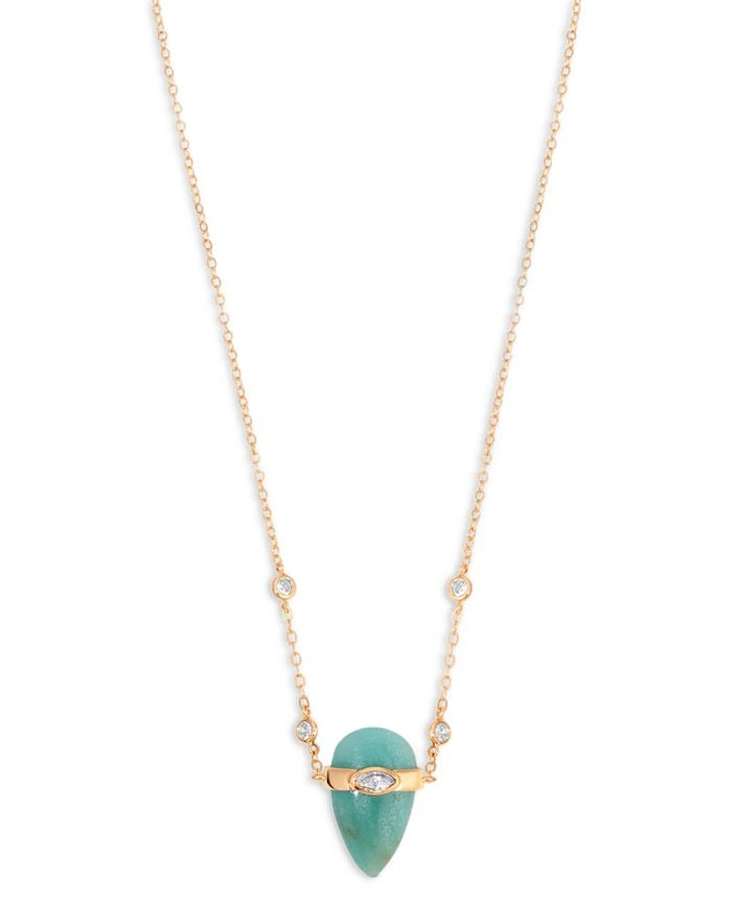 Turquoise Solstice Turquoise & Cubic Zirconia Pendant Necklace, 14"-17"