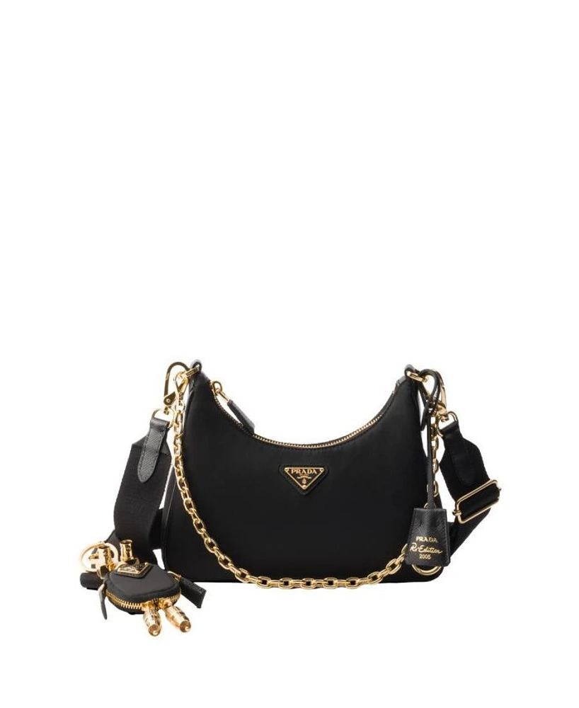 Re-Edition 2005 Re-Nylon and Saffiano Leather Bag with Charm