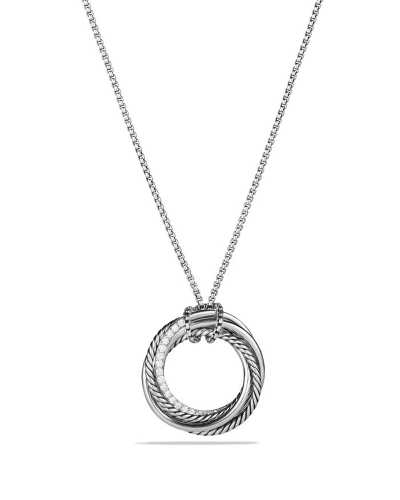 Crossover Pendant Necklace with Diamonds