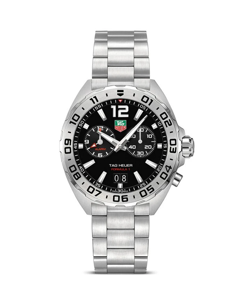 Formula 1 Quartz Men's Black Steel Alarm Watch, 41mm