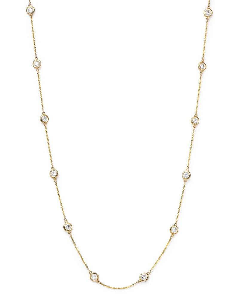Diamond Station Necklace in 14K Yellow Gold, 2.60 tcw