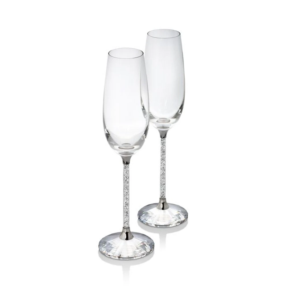 Crystalline Champagne Flutes, Set of 2