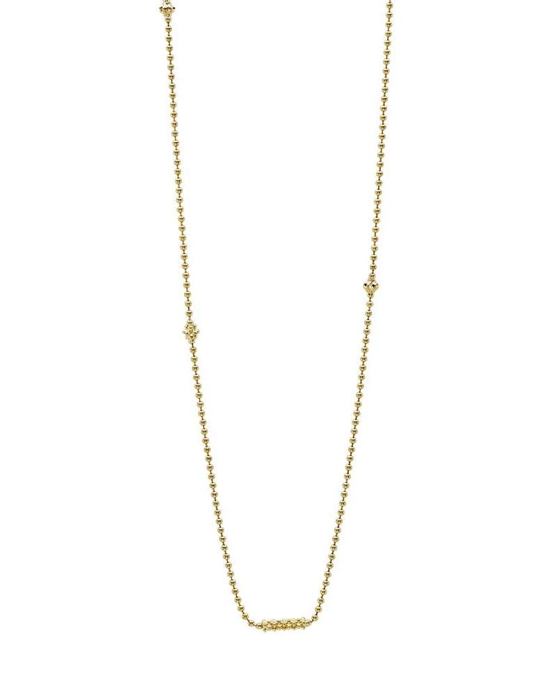 Caviar Gold Collection 18K Gold Beaded Station Necklace, 16"