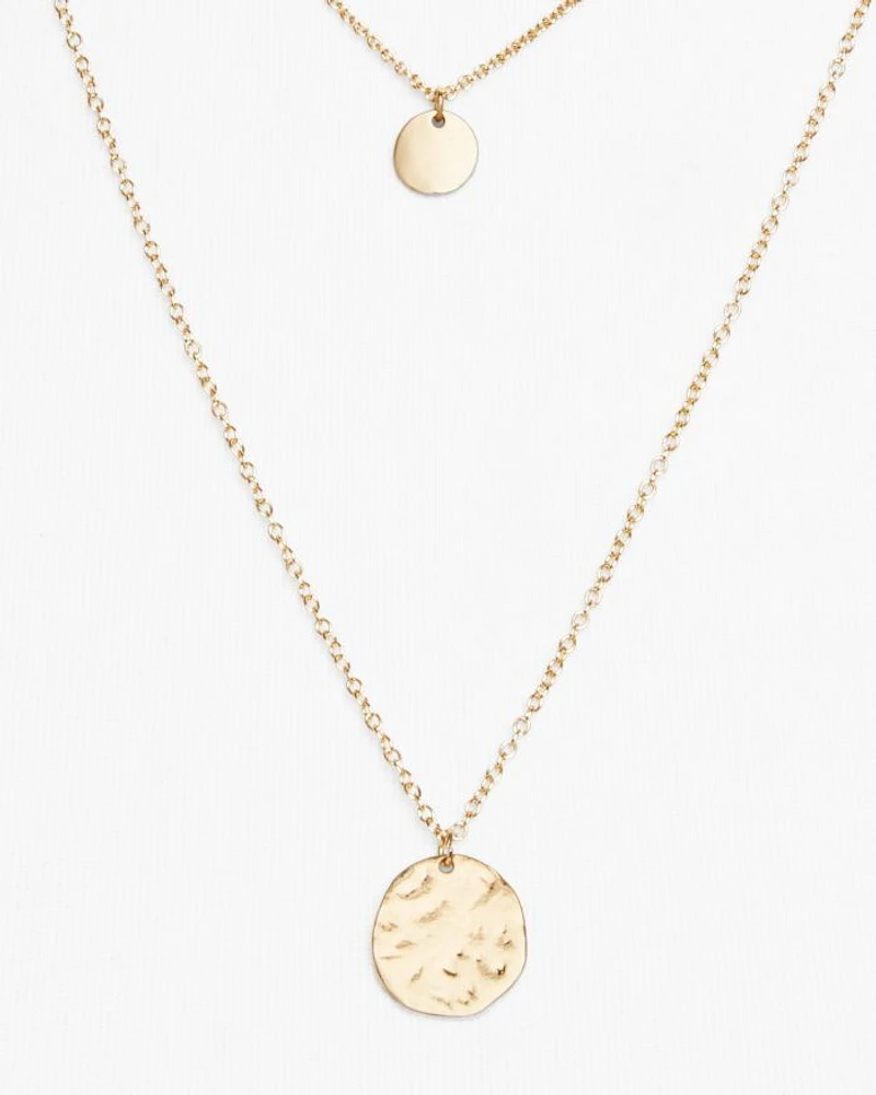 Layered Disc Pendant Necklace, 16"-22" - Exclusive
