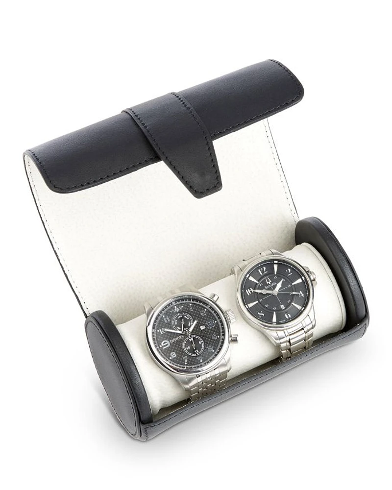 Leather Travel Double Watch Roll