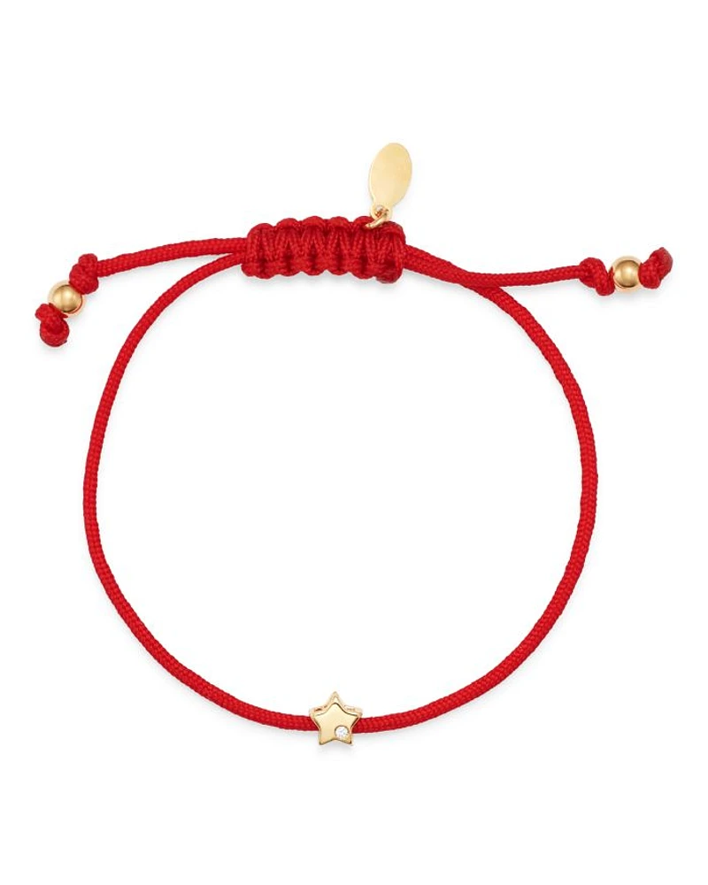 14K Yellow Gold Red Star Fortune Diamond Bracelet