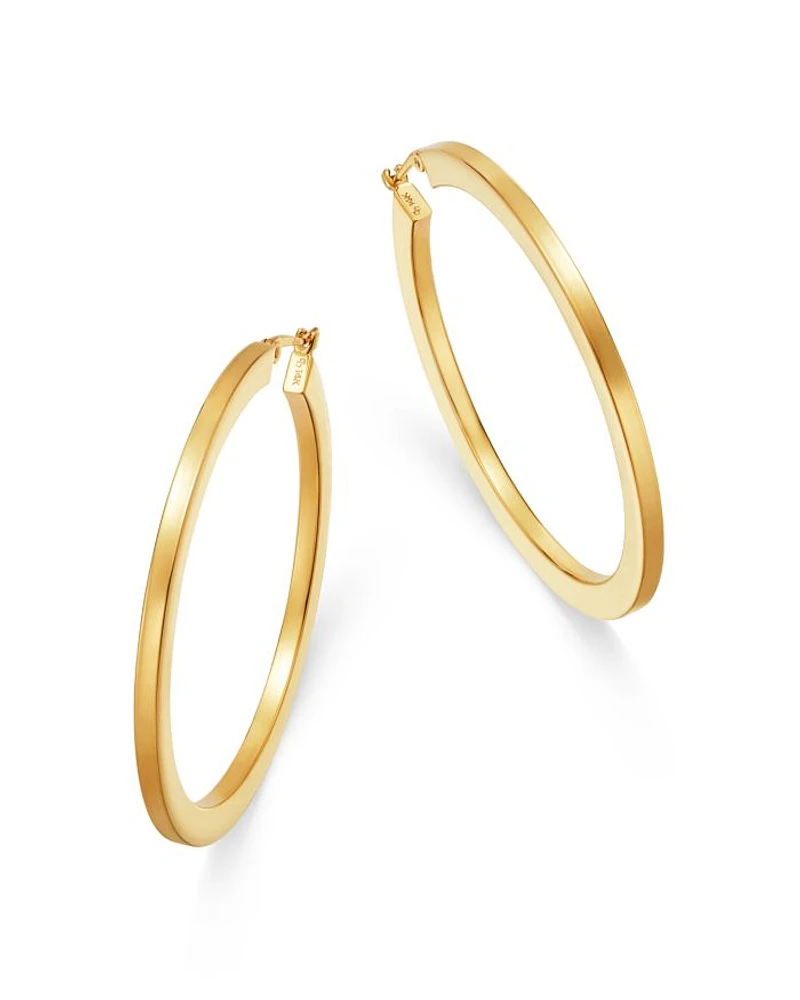 Flattened Hoop Earrings in 14K Yellow Gold - Exclusive