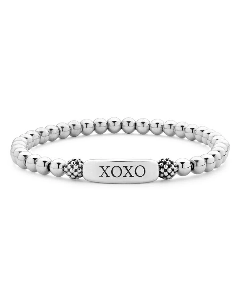 Sterling Silver Signature Caviar XOXO Station Bracelet