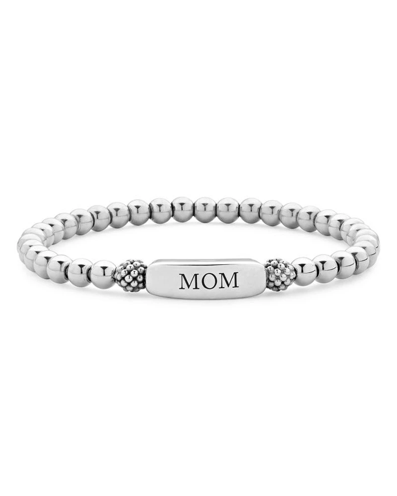 Sterling Silver Signature Caviar Mom Station Bracelet