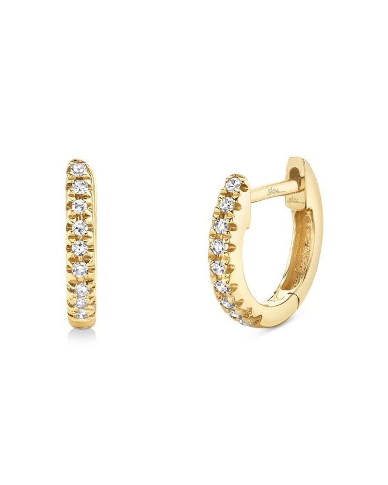 14K Yellow Gold Diamond Tiny Huggie Second Piercing Earrings - Exclusive
