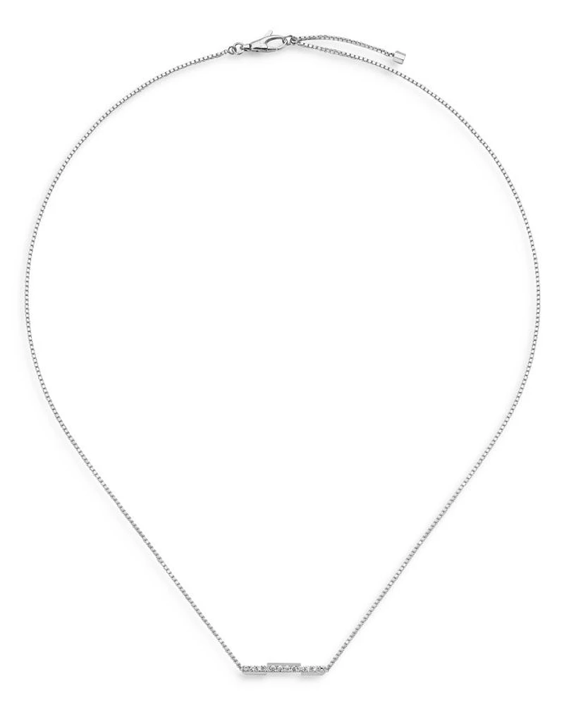 18K White Gold Link To Love Diamond Bar Necklace, 17.7"