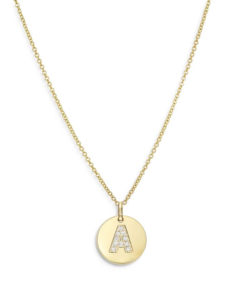 14K Yellow Gold Diamond Initial Pendant