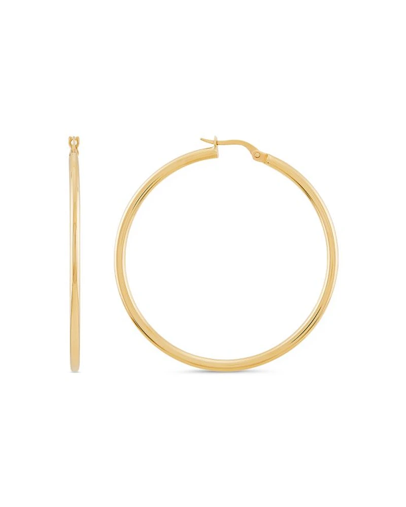 14K Yellow Gold Skinny Hoop Earrings