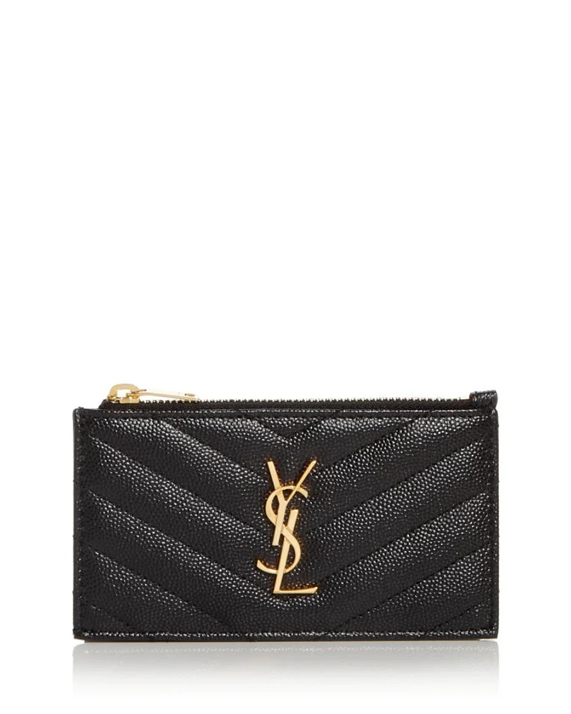 Cassandre Matelasse Fragments Zipped Card Case Grain De Poudre Embossed Leather