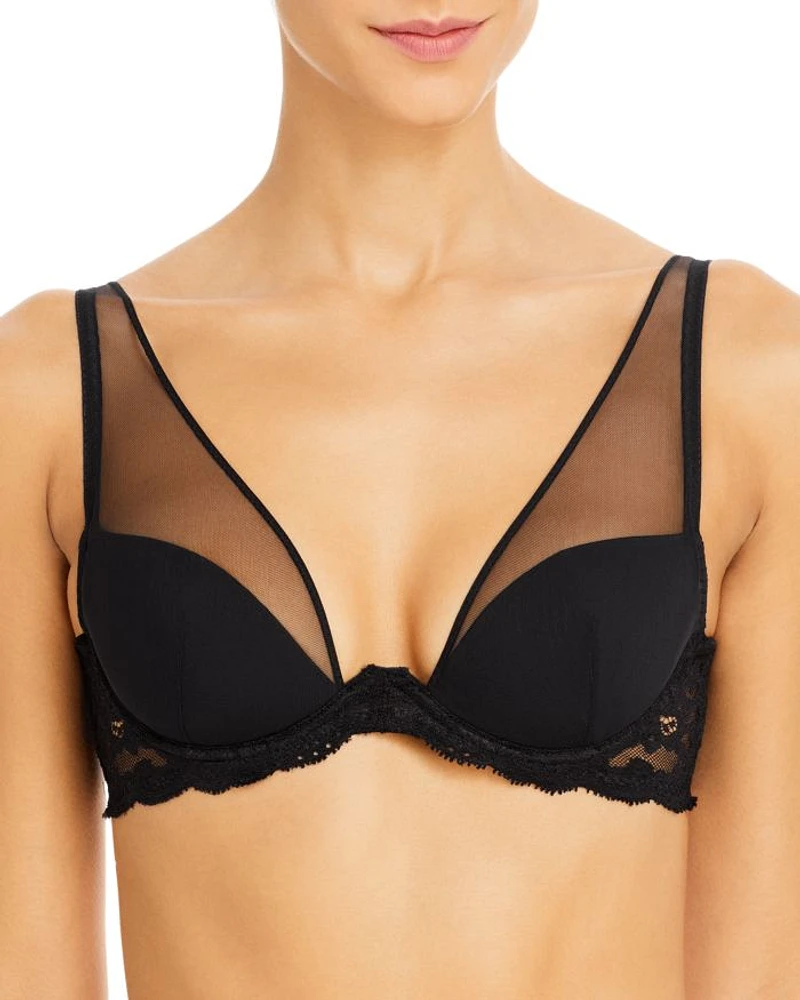 Charlotte Sheer Overlay Lace Plunge Bra
