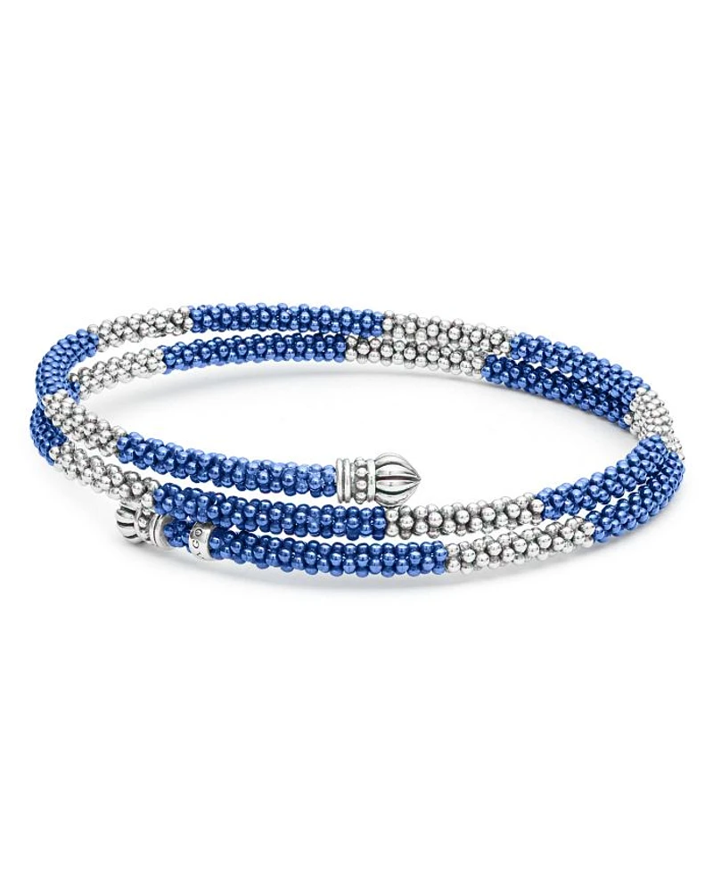 Sterling Silver Ultramarine Ceramic Bead Coil Bracelet