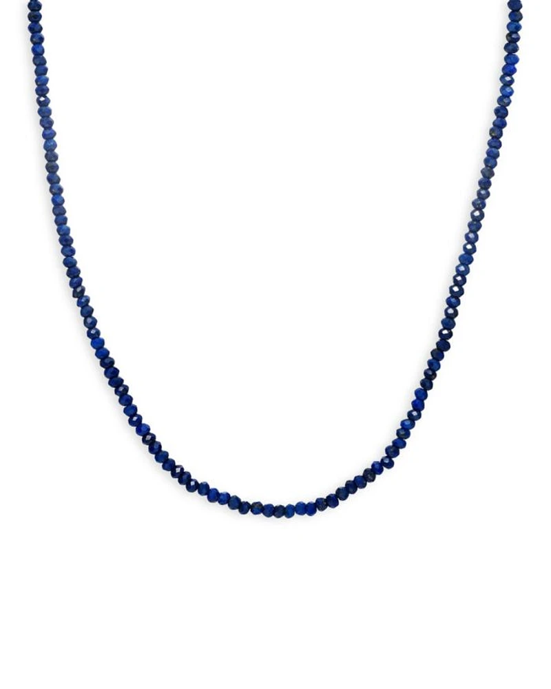 14K Yellow Gold Lapis Lazuli Bead Collar Necklace, 14-16"